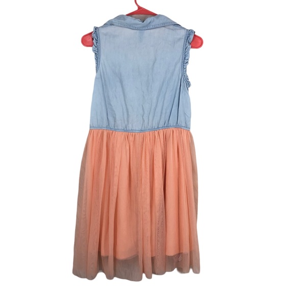 Girls Justice Frilly Dress, Soft Denim Top, Tulle Overlay W/Sequined Patches XL - Picture 2 of 10